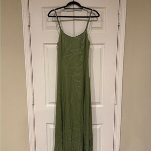 Olive Green Spaghetti strap midi dress